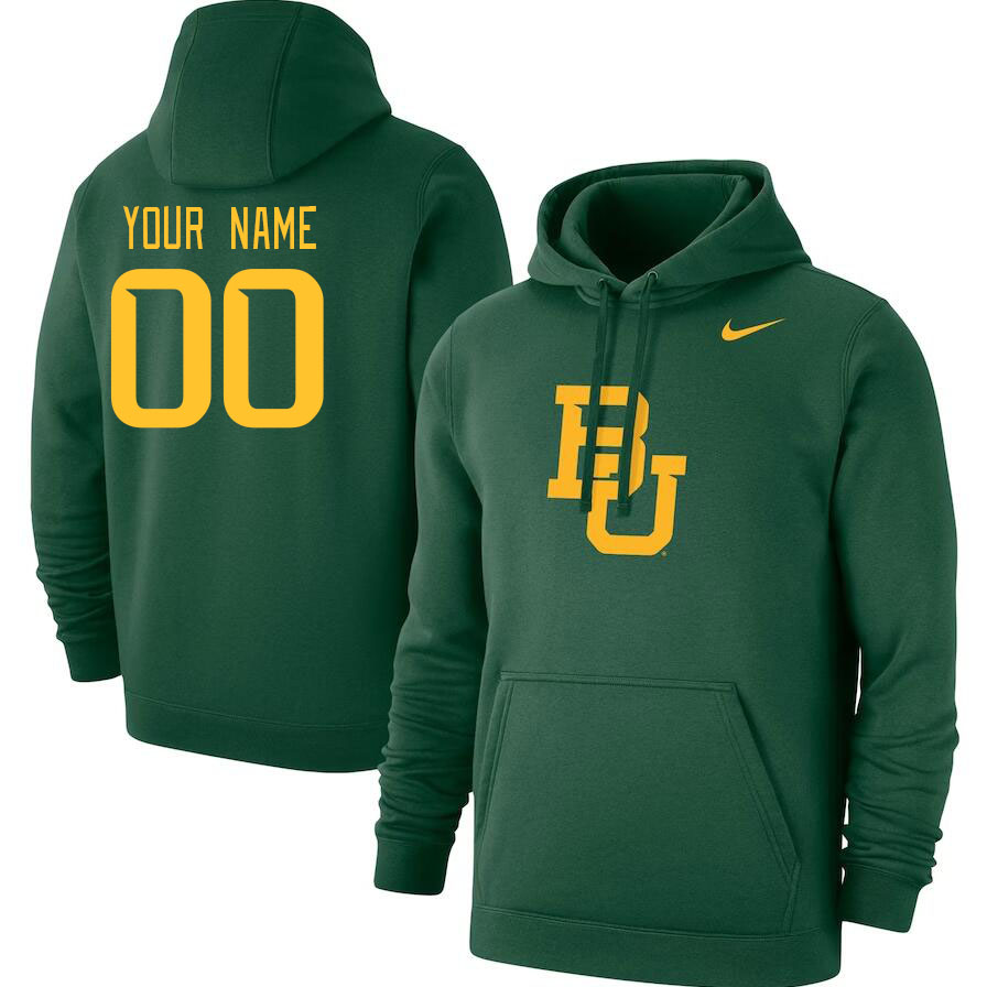 Custom Baylor Bears Name And Number College Hoodie-Green - Click Image to Close